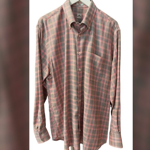 Peter Millar Plaid Cotton Long Sleeve Button Down Dress Shirt Men's size L - Picture 2 of 7